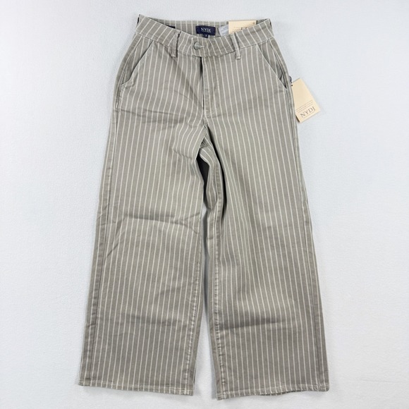 NYDJ Pants - Nydj Mona Wide Leg Striped Denim Jeans Size 0 Ankle Length‎ NEW